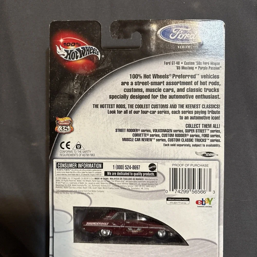 HOT WHEELS FORD SERIES THUNDERBOLT ERROR ON '65 MUSTANG CARD 1/15,000